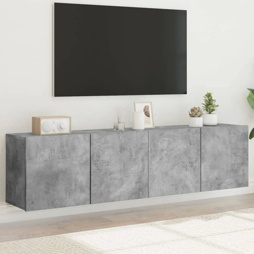 Meuble TV Suspendu Effet Vieux Bois - 100 cm-Mon Meuble TV-Gris béton-80 cm-2-43