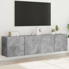 Meuble TV Suspendu Effet Vieux Bois - 100 cm-Mon Meuble TV-Gris béton-80 cm-2-43