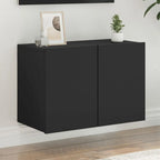 Meuble TV Suspendu Effet Vieux Bois - 100 cm-Mon Meuble TV-Noir-60 cm-1-25