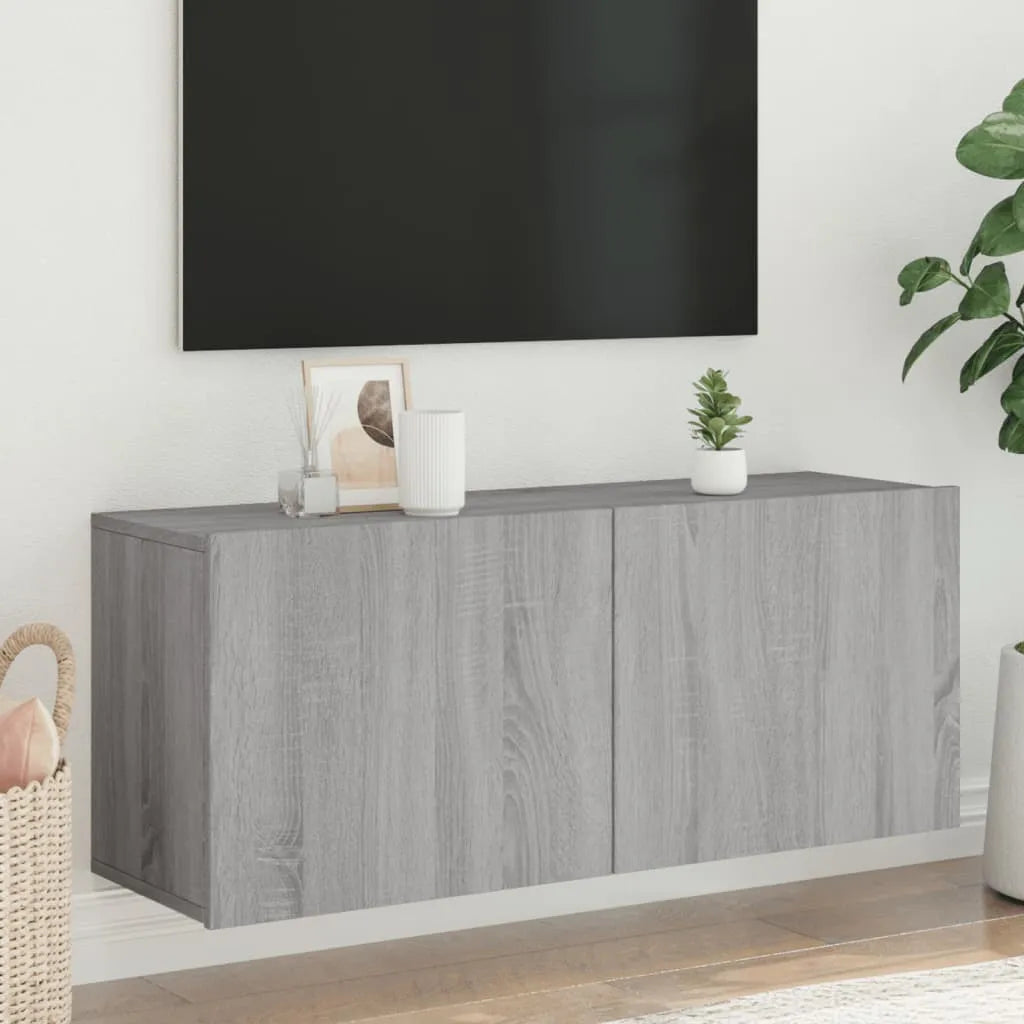 Meuble TV Suspendu Effet Vieux Bois - 100 cm-Mon Meuble TV-Sonoma gris-100 cm-1-13