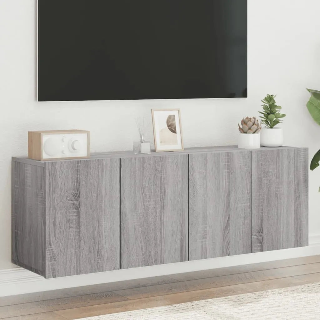 Meuble TV Suspendu Effet Vieux Bois - 100 cm-Mon Meuble TV-Sonoma gris-60 cm-2-36
