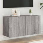Meuble TV Suspendu Effet Vieux Bois - 100 cm-Mon Meuble TV-Sonoma gris-80 cm-1-33