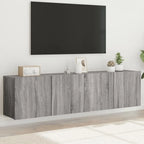 Meuble TV Suspendu Effet Vieux Bois - 100 cm-Mon Meuble TV-Sonoma gris-80 cm-2-46