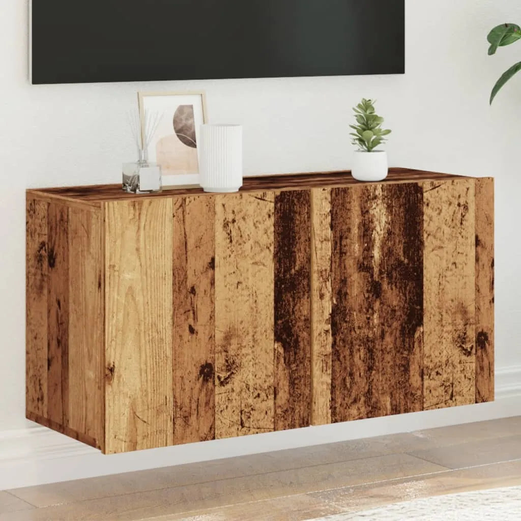 Meuble TV Suspendu Effet Vieux Bois - 100 cm-Mon Meuble TV-Vieux bois-80 cm-1-31