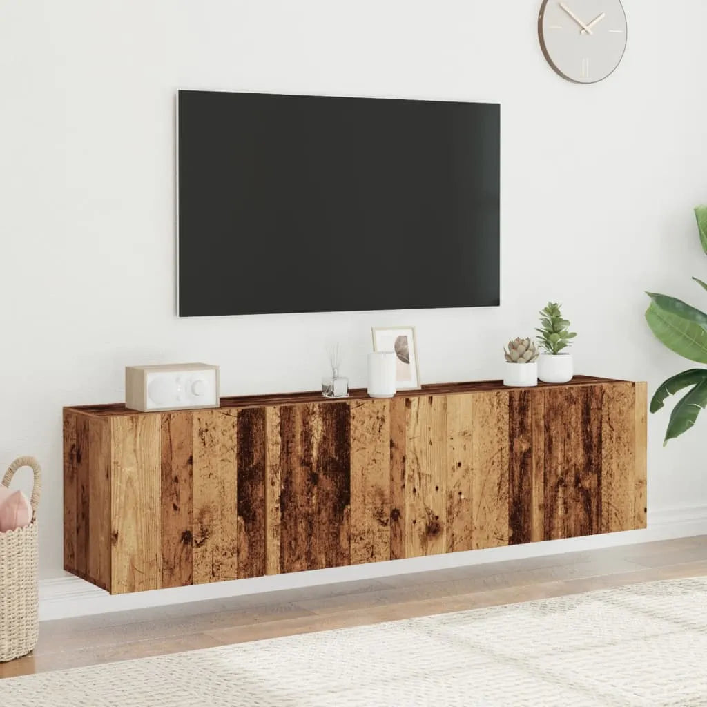 Meuble TV Suspendu Effet Vieux Bois - 100 cm-Mon Meuble TV-Vieux bois-80 cm-2-48