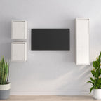 Meuble TV Suspendu en Bois Massif Blanc - 3 Pièces-Mon Meuble TV-Blanc-2