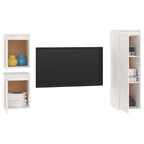 Meuble TV Suspendu en Bois Massif Blanc - 3 Pièces-Mon Meuble TV-Blanc-4