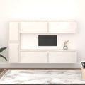 Meuble TV Suspendu en Bois Massif Blanc - 6 Pièces-Mon Meuble TV-Blanc-6-1