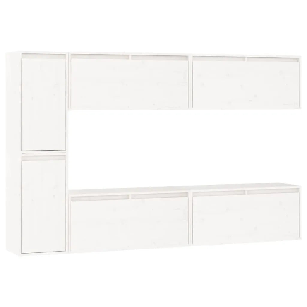 Meuble TV Suspendu en Bois Massif Blanc - 6 Pièces-Mon Meuble TV-Blanc-6-2