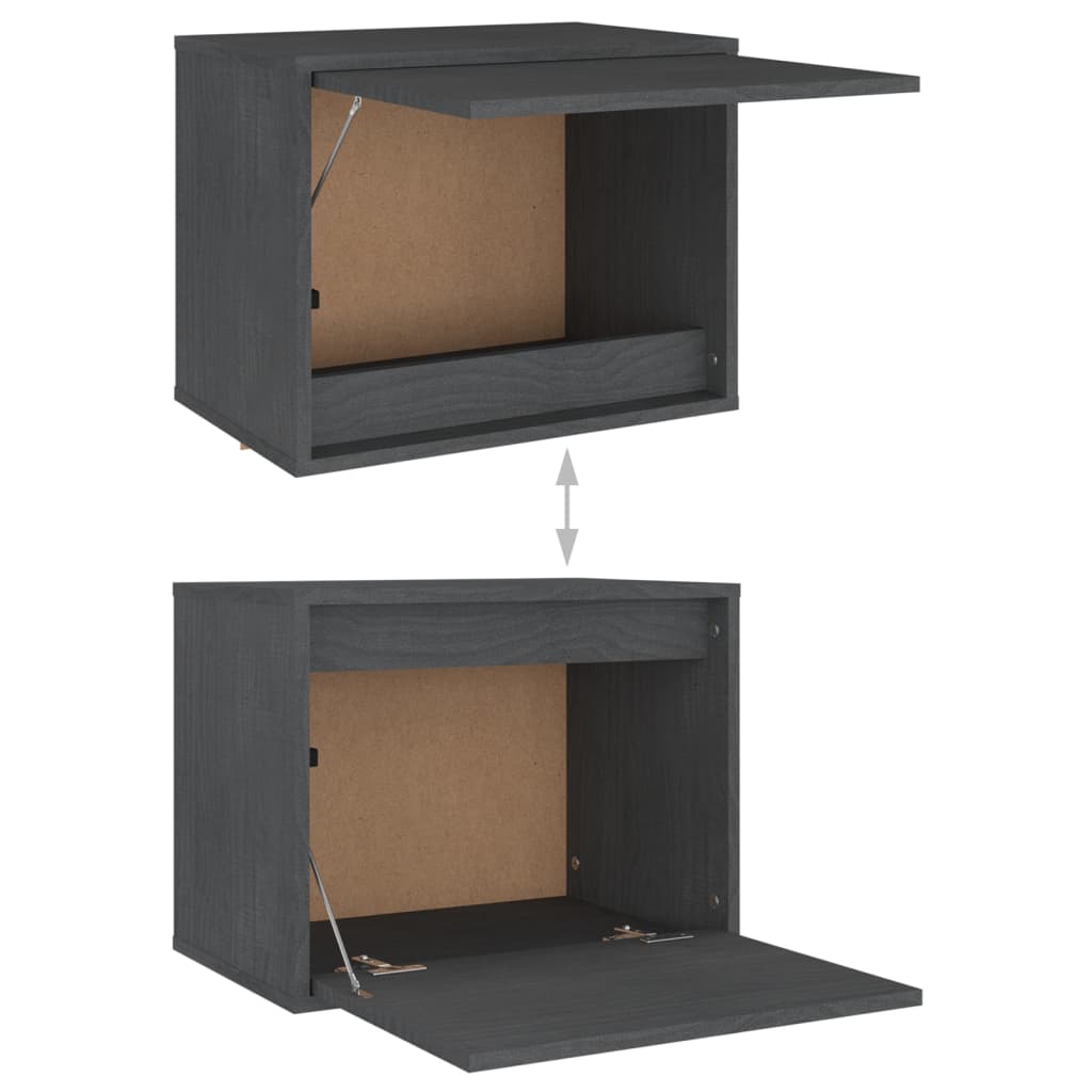 Meuble TV Suspendu en Bois Massif Gris - 4 Pièces-Mon Meuble TV-Gris-6