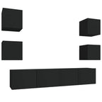Meuble TV Suspendu en Bois Noir - 6 Pièces-Mon Meuble TV-Bois ancien-80 cm-6-2