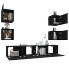 Meuble TV Suspendu en Bois Noir - 6 Pièces-Mon Meuble TV-Bois ancien-80 cm-6-5
