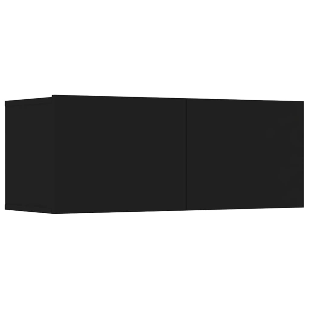 Meuble TV Suspendu en Bois Noir - 6 Pièces-Mon Meuble TV-Bois ancien-80 cm-6-6