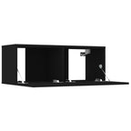 Meuble TV Suspendu en Bois Noir - 6 Pièces-Mon Meuble TV-Bois ancien-80 cm-6-7