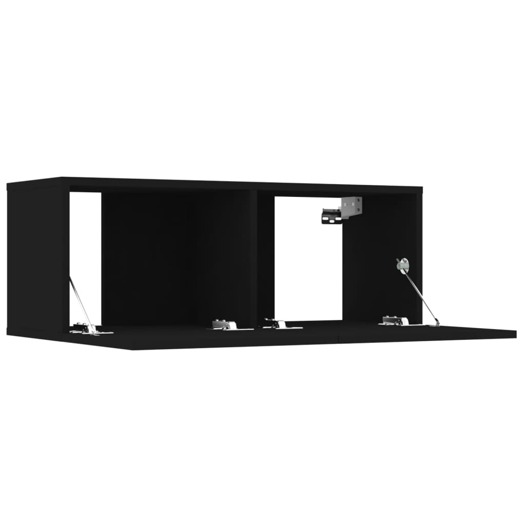 Meuble TV Suspendu en Bois Noir - 6 Pièces-Mon Meuble TV-Bois ancien-80 cm-6-7