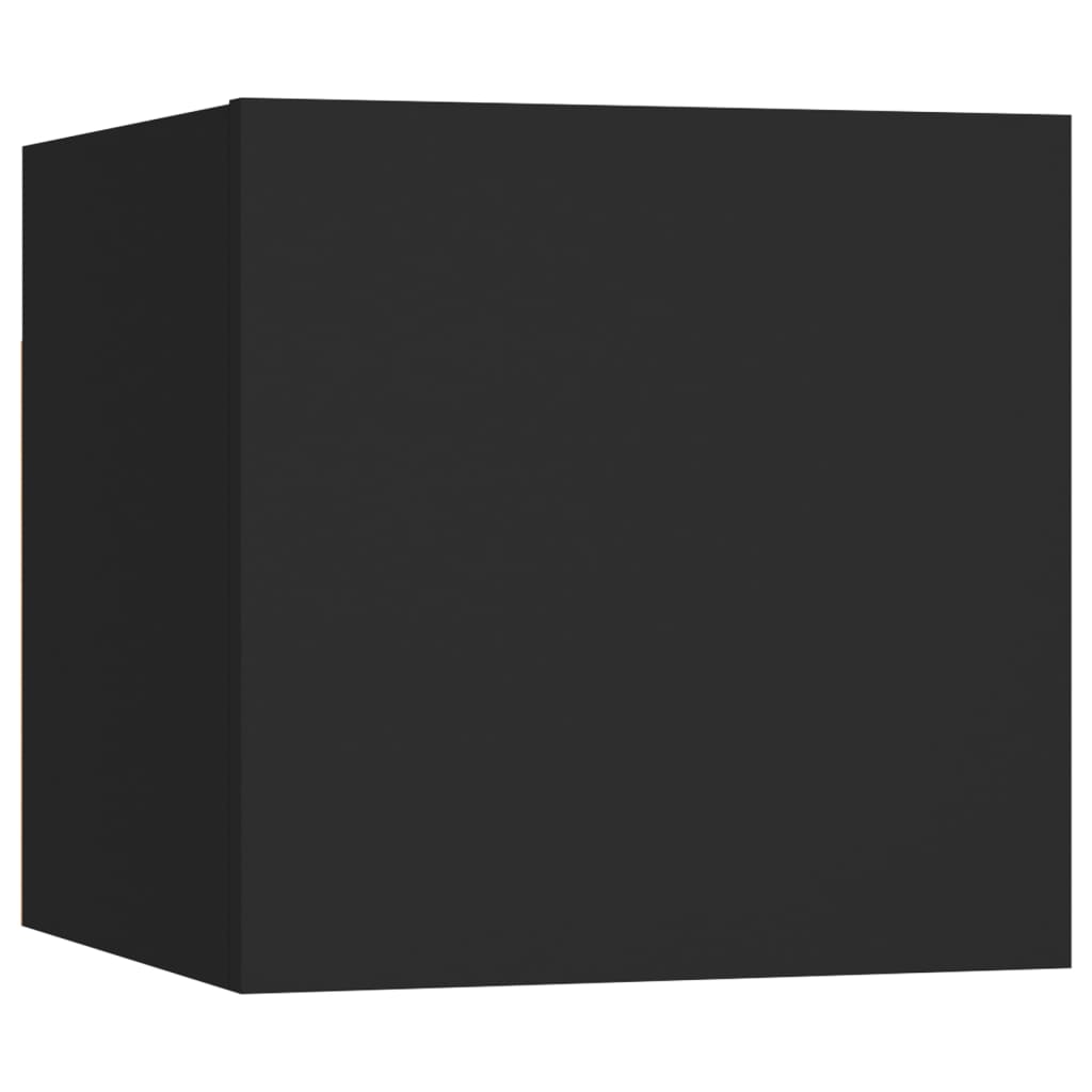 Meuble TV Suspendu en Bois Noir - 6 Pièces-Mon Meuble TV-Bois ancien-80 cm-6-8