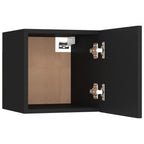 Meuble TV Suspendu en Bois Noir - 6 Pièces-Mon Meuble TV-Bois ancien-80 cm-6-9