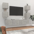 Meuble TV Suspendu en Bois Noir - 6 Pièces-Mon Meuble TV-Gris béton-80 cm-6-14