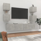 Meuble TV Suspendu en Bois Noir - 6 Pièces-Mon Meuble TV-Gris béton-80 cm-6-14