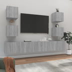 Meuble TV Suspendu en Bois Noir - 6 Pièces-Mon Meuble TV-Sonoma gris-100 cm-6-18