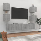 Meuble TV Suspendu en Bois Noir - 6 Pièces-Mon Meuble TV-Sonoma gris-80 cm-6-15