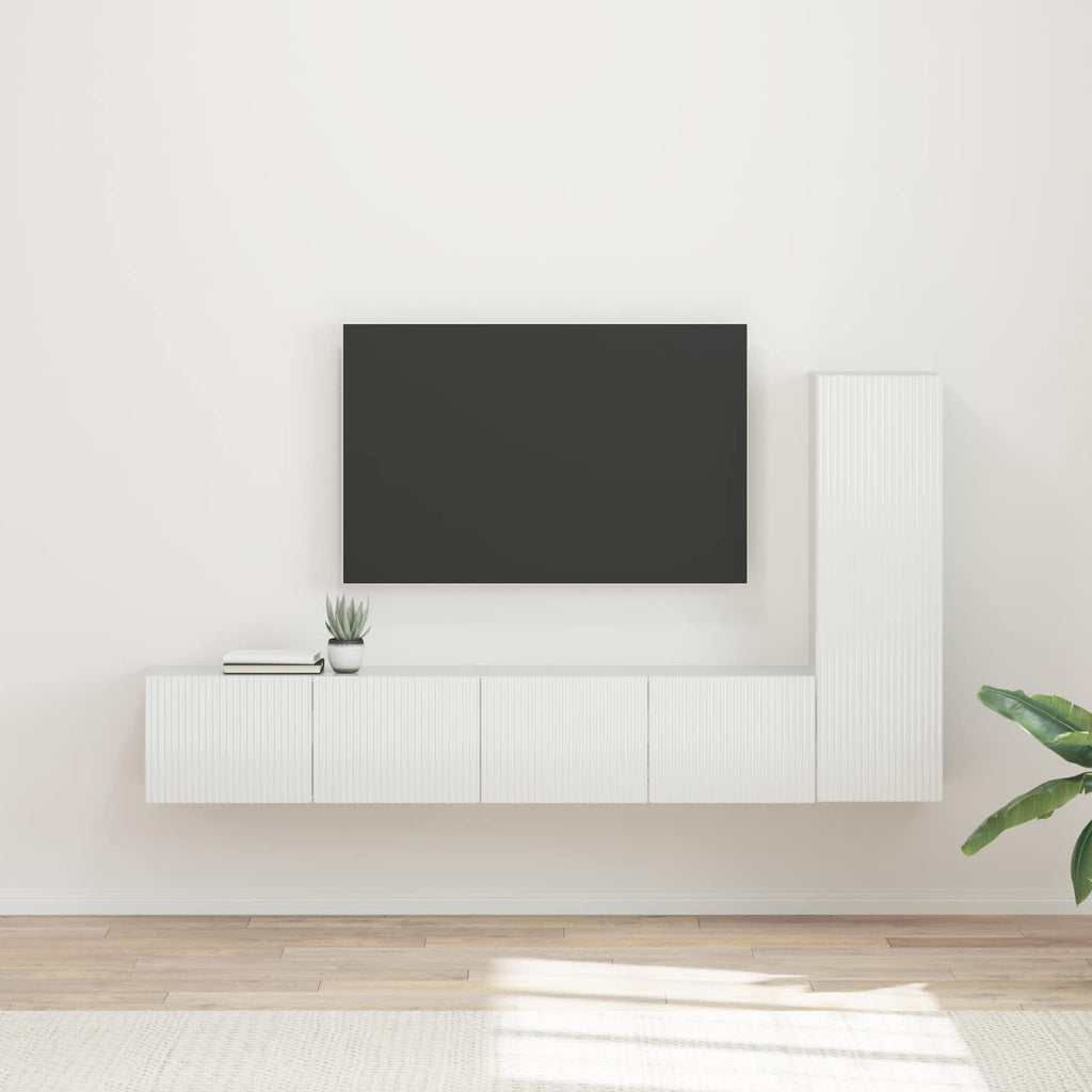 Meuble TV Suspendu en L Couleur Gris Sonoma - 3 Pièces-Mon Meuble TV-Blanc brillant-16