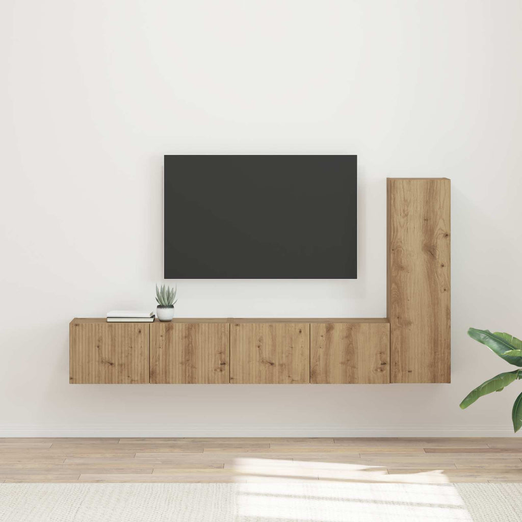 Meuble TV Suspendu en L Couleur Gris Sonoma - 3 Pièces-Mon Meuble TV-Chêne artisanal-19