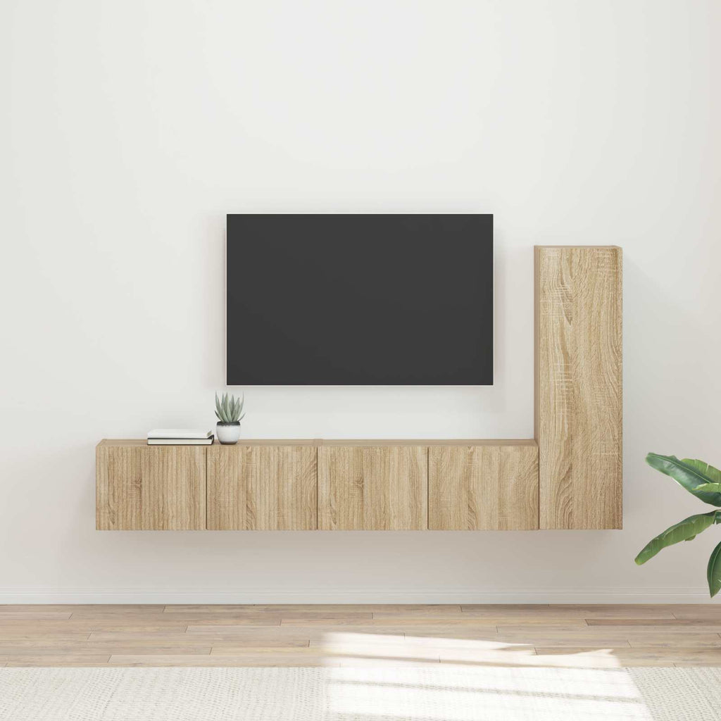 Meuble TV Suspendu en L Couleur Gris Sonoma - 3 Pièces-Mon Meuble TV-Chêne sonoma-14
