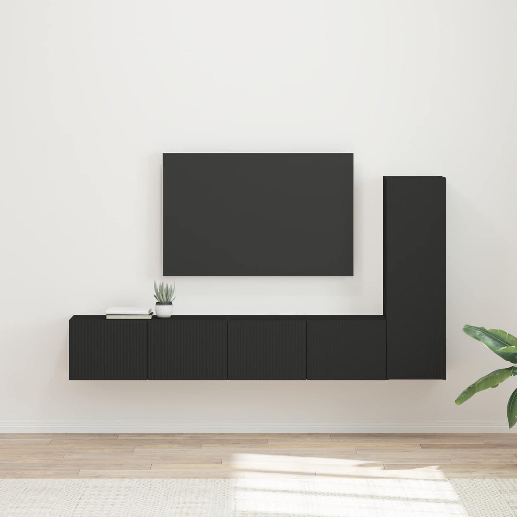 Meuble TV Suspendu en L Couleur Gris Sonoma - 3 Pièces-Mon Meuble TV-Noir-21