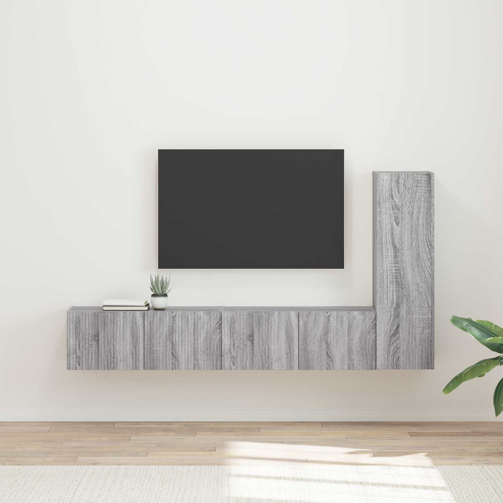 Meuble TV Suspendu en L Couleur Gris Sonoma - 3 Pièces-Mon Meuble TV-Sonoma gris-2