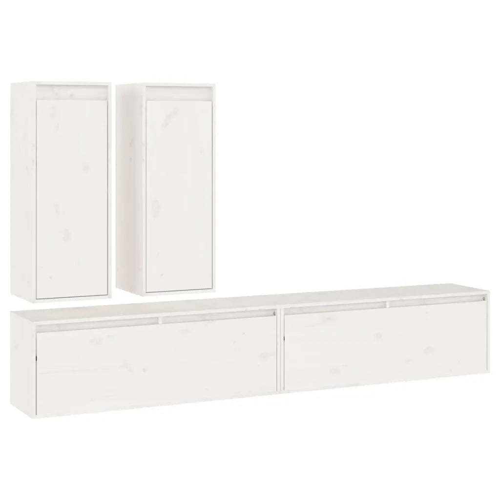 Meuble TV Suspendu en Pin Massif Blanc - 200 cm-Mon Meuble TV-Blanc-1