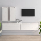 Meuble TV Suspendu en Pin Massif Blanc - 200 cm-Mon Meuble TV-Blanc-2