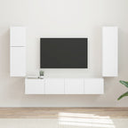 Meuble TV Suspendu en U Effet Bois Ancien - 4 Pièces-Mon Meuble TV-Blanc-20