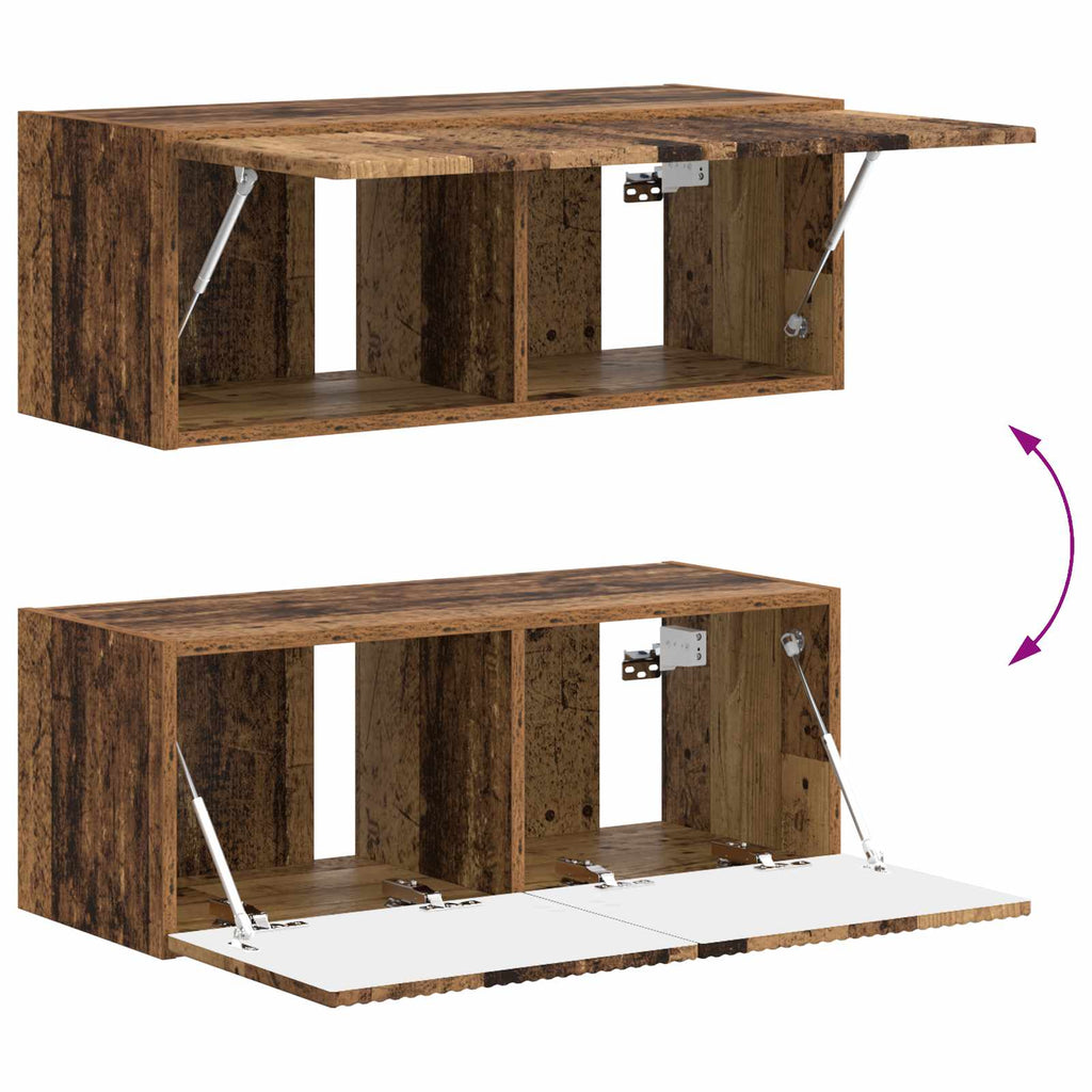 Meuble TV Suspendu en U Effet Bois Ancien - 4 Pièces-Mon Meuble TV-Bois ancien-13