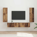 Meuble TV Suspendu en U Effet Bois Ancien - 4 Pièces-Mon Meuble TV-Bois ancien-2