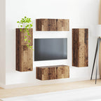 Meuble TV Suspendu en U Effet Bois Ancien - 4 Pièces-Mon Meuble TV-Bois ancien-4