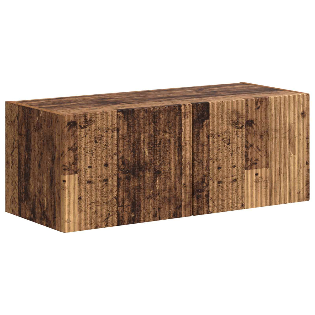 Meuble TV Suspendu en U Effet Bois Ancien - 4 Pièces-Mon Meuble TV-Bois ancien-5