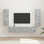 Meuble TV Suspendu en U Effet Bois Ancien - 4 Pièces-Mon Meuble TV-Gris béton-15