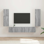 Meuble TV Suspendu en U Effet Bois Ancien - 4 Pièces-Mon Meuble TV-Sonoma gris-19