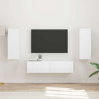 Meuble TV Suspendu et Colonne Effet Chêne Artisanal-Mon Meuble TV-Blanc brillant-14