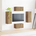 Meuble TV Suspendu et Colonne Effet Chêne Artisanal-Mon Meuble TV-Chêne artisanal-4