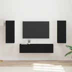 Meuble TV Suspendu et Colonne Effet Chêne Artisanal-Mon Meuble TV-Noir-18