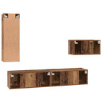 Meuble TV Suspendu et Étagère Effet Bois Ancien - 4 Pièces-Mon Meuble TV-Bois ancien-90 cm-10