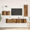 Meuble TV Suspendu et Étagère Effet Bois Ancien - 4 Pièces-Mon Meuble TV-Bois ancien-90 cm-2