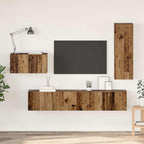 Meuble TV Suspendu et Étagère Effet Bois Ancien - 4 Pièces-Mon Meuble TV-Bois ancien-90 cm-2