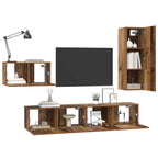 Meuble TV Suspendu et Étagère Effet Bois Ancien - 4 Pièces-Mon Meuble TV-Bois ancien-90 cm-3