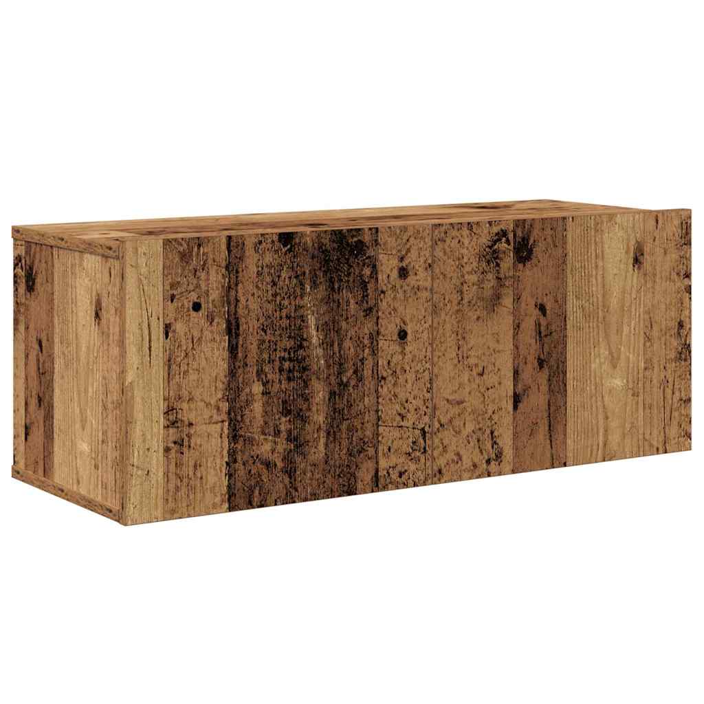Meuble TV Suspendu et Étagère Effet Bois Ancien - 4 Pièces-Mon Meuble TV-Bois ancien-90 cm-6