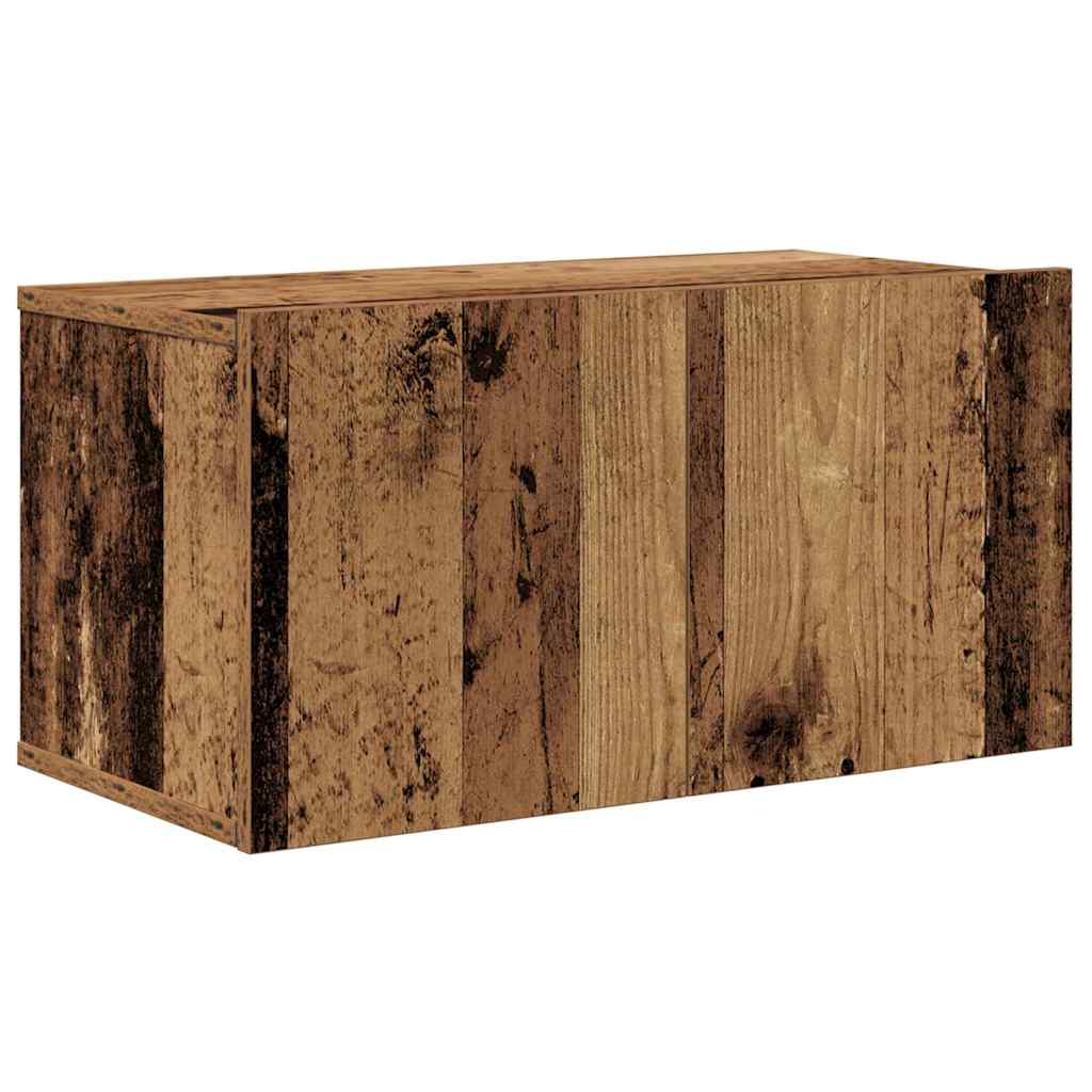Meuble TV Suspendu et Étagère Effet Bois Ancien - 4 Pièces-Mon Meuble TV-Bois ancien-90 cm-7