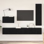 Meuble TV Suspendu et Étagère Effet Bois Ancien - 4 Pièces-Mon Meuble TV-Chêne noir-110 cm-14