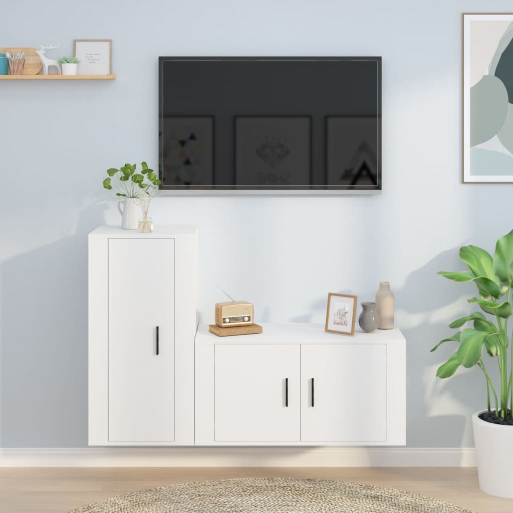 Meuble TV Suspendu Finition Chêne Fumé - 120 cm-Mon Meuble TV-Blanc-13